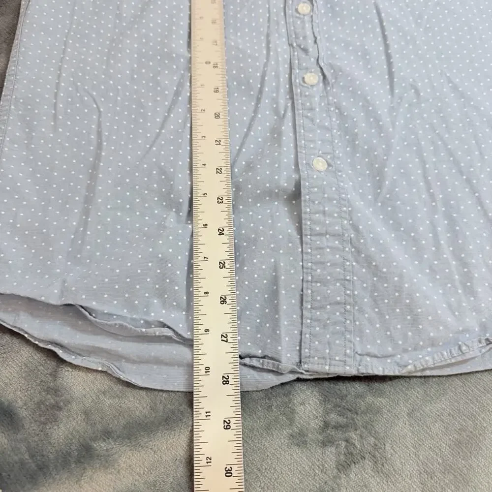 J Crew Shirt Men's Sz M Button Blue Polka Dot Slim Fit Preppy